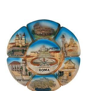 Roma Decorative Souvenir Plate with Rome Landmark Reliefs 6”x6”